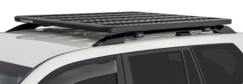 black roof rack attached to the vehicle's original bars