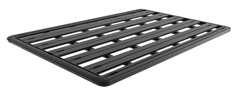 3/4 view black roof rack with slats