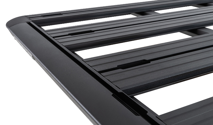 left corner of a roof rack with integrated rails