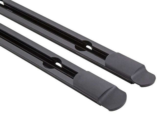 two black rails with hole