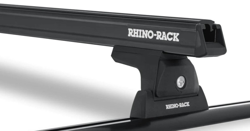 Black roof rack rhinorack fixed on rail
