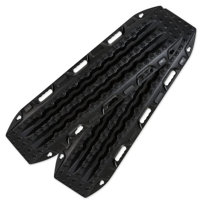 pair of black maxtrax sand plates with notches