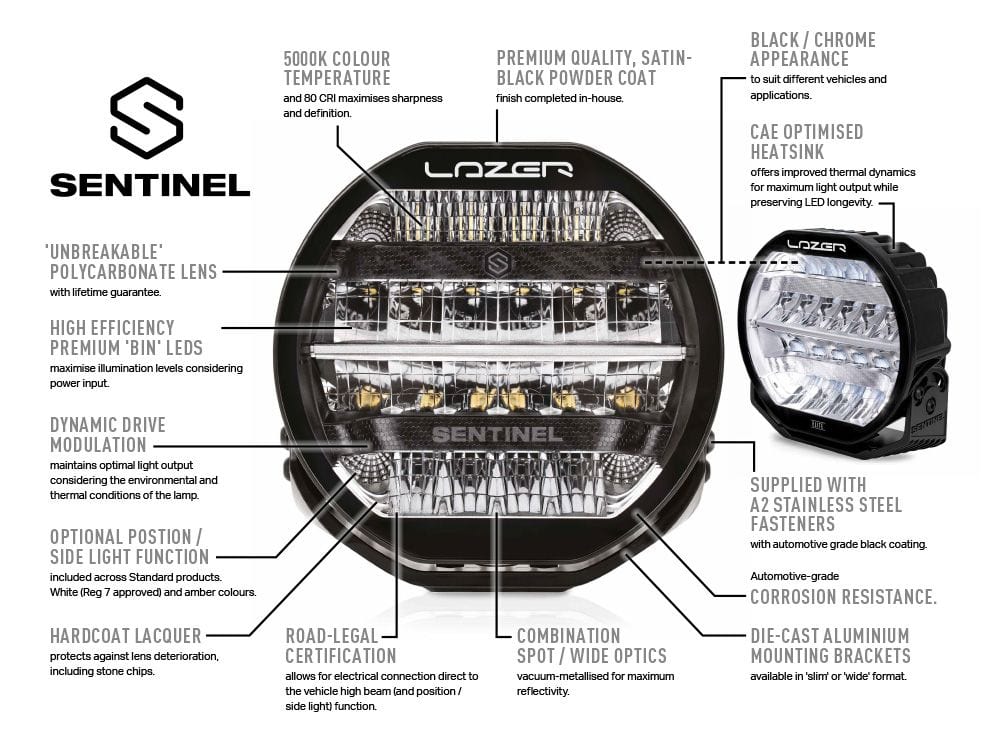 24 LED Lazer white light - Sentinel 9" + Position lights - CE approved