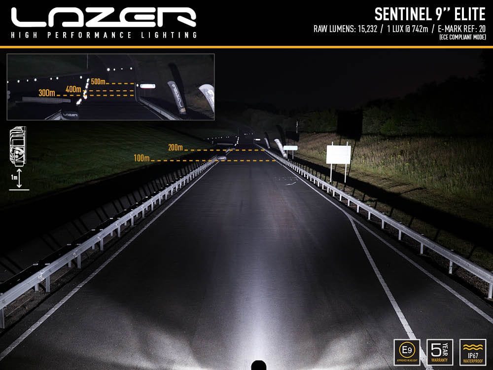 Sentinel 9 inch white light - Lazer Elite - with position lights - Homologated CE