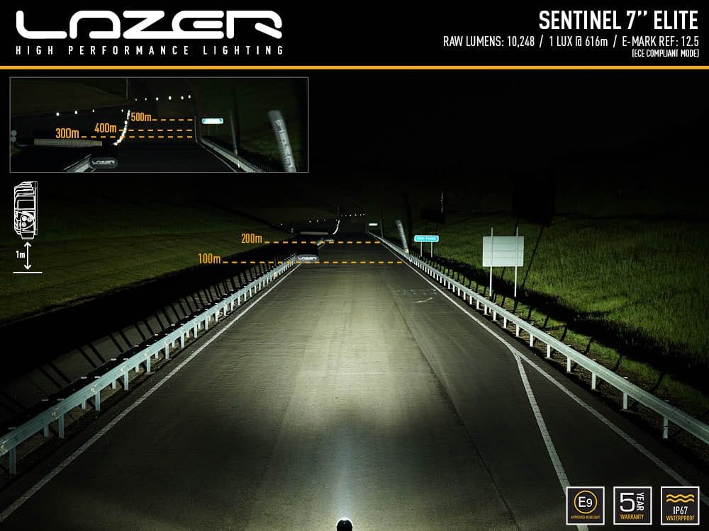 Lazer Sentinel 7" White Elite LED headlights with parking lights - CE approved