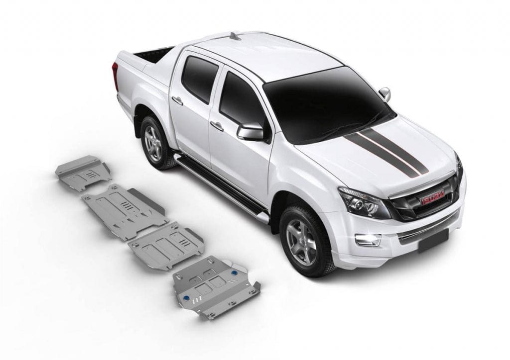 Kit of 4 aluminium shields for Isuzu Dmax 2012 to 2020